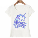 2018 New harajuku Summer Women T-Shirt I Believe unicorn t-shirt fashion casual girl Tops hipster ladies cute Tees
