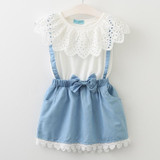 2018 New girls cute dress,white princess belt lace dress sleeveless cotton summer dress lovely baby girls clothes 3-7 Years