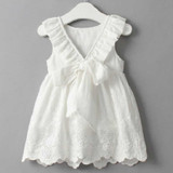 2018 New girls cute dress,white princess belt lace dress sleeveless cotton summer dress lovely baby girls clothes 3-7 Years