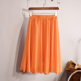 2018 New Fashion Womens Chiffon Skirt Summer Ladies Casual Slim Beach Pleated Skater Midi Skirts Saia High Waist Faldas Mujer
