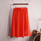 2018 New Fashion Womens Chiffon Skirt Summer Ladies Casual Slim Beach Pleated Skater Midi Skirts Saia High Waist Faldas Mujer
