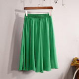 2018 New Fashion Womens Chiffon Skirt Summer Ladies Casual Slim Beach Pleated Skater Midi Skirts Saia High Waist Faldas Mujer