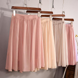 2018 New Fashion Womens Chiffon Skirt Summer Ladies Casual Slim Beach Pleated Skater Midi Skirts Saia High Waist Faldas Mujer