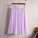 2018 New Fashion Womens Chiffon Skirt Summer Ladies Casual Slim Beach Pleated Skater Midi Skirts Saia High Waist Faldas Mujer