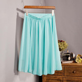 2018 New Fashion Womens Chiffon Skirt Summer Ladies Casual Slim Beach Pleated Skater Midi Skirts Saia High Waist Faldas Mujer