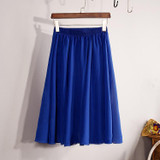 2018 New Fashion Womens Chiffon Skirt Summer Ladies Casual Slim Beach Pleated Skater Midi Skirts Saia High Waist Faldas Mujer