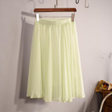 2018 New Fashion Womens Chiffon Skirt Summer Ladies Casual Slim Beach Pleated Skater Midi Skirts Saia High Waist Faldas Mujer