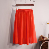 2018 New Fashion Womens Chiffon Skirt Summer Ladies Casual Slim Beach Pleated Skater Midi Skirts Saia High Waist Faldas Mujer