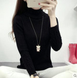 2018 new fashion Women white Lapel turtleneck sweater female basic knitted shirt Twist thick slim long sleeve pullover sweater