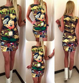 2018 new Fashion Women Summer Sleeveless white Bodycon Camouflage Cartoon Mouse Print Sexy tank Mini Dress Vestido Curto