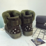 2018 new fashion women shoes winter rivets turned-over short plush warm snow boots sweet student short boots