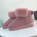 2018 new fashion women shoes winter rivets turned-over short plush warm snow boots sweet student short boots