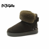 2018 new fashion women shoes winter rivets turned-over short plush warm snow boots sweet student short boots
