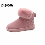 2018 new fashion women shoes winter rivets turned-over short plush warm snow boots sweet student short boots