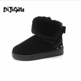 2018 new fashion women shoes winter rivets turned-over short plush warm snow boots sweet student short boots