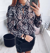 2018 New Fashion women sexy chiffon blouses mid sleeves casual printed shirts ladies loose tops