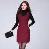 2018 New Fashion Women Autumn Winter Lattice Woolen Vest Dress Houndstooth Sundress Thousand Birds Big Size Morality Dress S-5xl