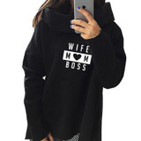 2018 New Fashion Wife Mom Boss Print Sweatshirt Femmes Hoodies Sweatshirts Kawaii Funny Hoody Pattern Comfortable Creative