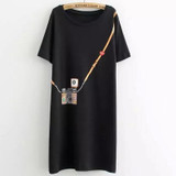 2018 New Fashion T Shirt Women T-Shirt Large Size Summer Simple Camera Printed Long Section of Female Tshirt Large Size