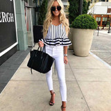 2018 New Fashion summer women chiffon blouses Sexy &amp;Club striped sleeveless V-neck printed shirts ladies loose tops