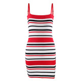 2018 New Fashion Stripe Dresses Sleeveless Women Striped Party Knitted Dress Casual Vestidos Robe Femme