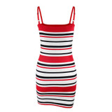2018 New Fashion Stripe Dresses Sleeveless Women Striped Party Knitted Dress Casual Vestidos Robe Femme