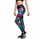 2018 New Fashion Retro Women Fitness Legings Flowers Leaf Printing Legging Woman High Waist Leggins 3XL