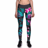 2018 New Fashion Retro Women Fitness Legings Flowers Leaf Printing Legging Woman High Waist Leggins 3XL