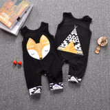 2018 New fashion baby rompers infant clothing cotton Black sleeveless cartoon Jumpsuit newborn baby boy girl clothes