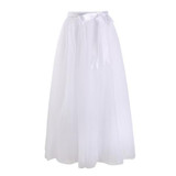 2018 New Fashion Girls Lolita Tulle Skirt 7 Layers with Bowtie Sping Summer Maxi Long Tutu Jupe Skirts for Women Plus Size 4XL