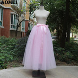 2018 New Fashion Girls Lolita Tulle Skirt 7 Layers with Bowtie Sping Summer Maxi Long Tutu Jupe Skirts for Women Plus Size 4XL
