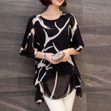 2018 New Fashion Blusa Blouse Women Shirt Summer Chiffon Shirt Plump Sister Loose Sleeve Women Tops