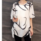 2018 New Fashion Blusa Blouse Women Shirt Summer Chiffon Shirt Plump Sister Loose Sleeve Women Tops