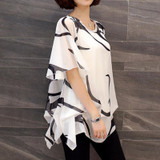 2018 New Fashion Blusa Blouse Women Shirt Summer Chiffon Shirt Plump Sister Loose Sleeve Women Tops