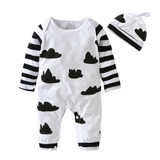 2018 New Fashion Baby Girl Clothes Cartoon Pink Cute Newborn Toddler Jumpsuit+Hat 2 Pcs Baby Girl Clothing Infant Clothing Set