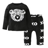 2018 New Fashion Baby Boy Clothes Set Cotton Long Sleeve Bear Letters Printing T Shirt+Pants 2pcs Newborn Baby Girl Clothing Set