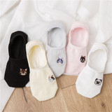 2018 new fashion 5 pairs women socks slippers cute cartoon animal cotton high quality women's boat socks for women invisible