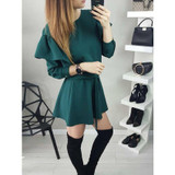 2018 New Fancyfashion Yellow women's new sweet flounced dress V-Neck Loose elegant Evening Party Bodycon Mini Dress