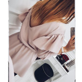 2018 New Fancyfashion Yellow women's new sweet flounced dress V-Neck Loose elegant Evening Party Bodycon Mini Dress