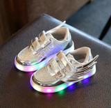 2018 New European Wing hot sales children shoes LED lighted girls boys shoes cute Cool baby kids sneakers free shipping