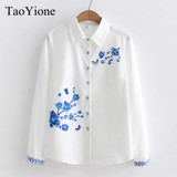 2018 New Europe Women Tops Shirt Cotton Floral Blouse Print Shirt Long Sleeve Casual Tops Shirt Women tops blouses Office Shirts