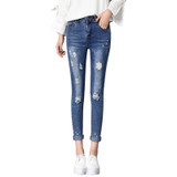 2018 new design popular nice woman Jeans women's cute broken torn ripped Jeans boyfriends girl slim stretch denim pants femme