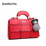DAUNAVIASuture Boston bag inclined shoulder ladies women PU leather handbag  2017 woman bags handbags women famous brands ND008