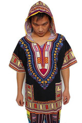 Dashiki Hoodies Loose African Hooded Dashiki Fabric Hood 100% Cotton Fashion Clothes Unisex Kimono