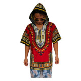 Dashiki Hoodies Loose African Hooded Dashiki Fabric Hood 100% Cotton Fashion Clothes Unisex Kimono