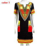 Dashiki dress 2016 Summer Sexy African Print Shirt Dresses Femme Vintage Mini hippie Plus Size Boho Women Casual Clothing