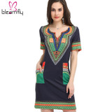 Dashiki dress 2016 Summer Sexy African Print Shirt Dresses Femme Vintage Mini hippie Plus Size Boho Women Casual Clothing