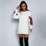 DARSJUCBD 2018 New Autumn Hoodies Sweatshirts Women Embroidered Flowers Long Sleeve Pullovers Tops White Black