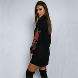 DARSJUCBD 2018 New Autumn Hoodies Sweatshirts Women Embroidered Flowers Long Sleeve Pullovers Tops White Black