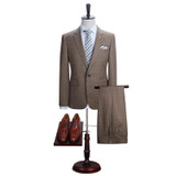 DAROuomo Mens Suit Slim Fit Casual One Button Grid Blazer Side Vent Jacket and Pant for Wedding Party